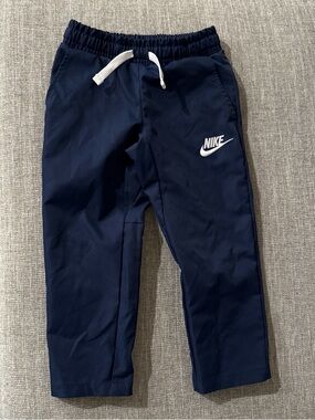 Nike Navy Joggers with White Logo and Drawstring
